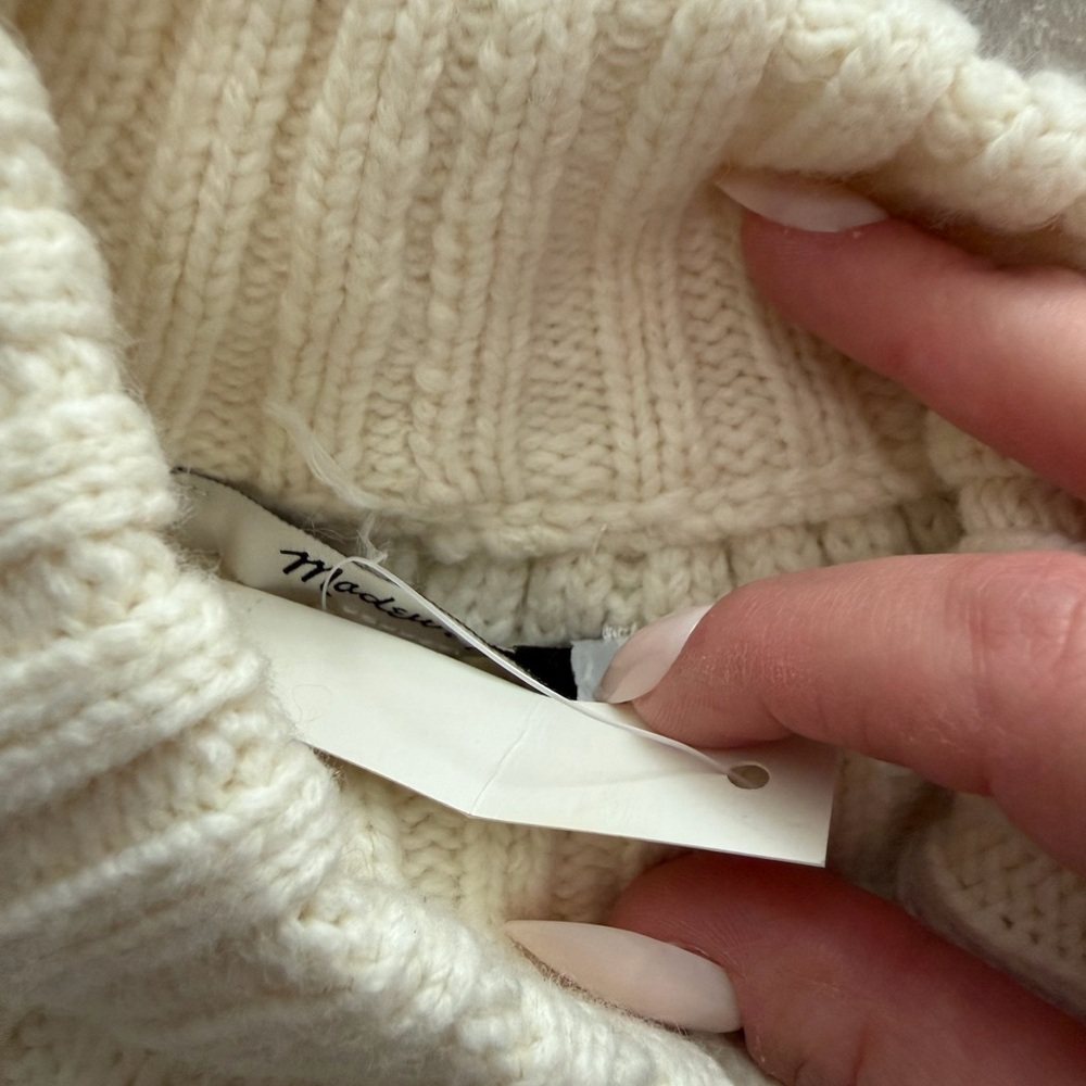 Madewell Pointelle Stitch-Mix Mockneck Sweater in Cream Aspen Skiwear Winter - Picture 4 of 6